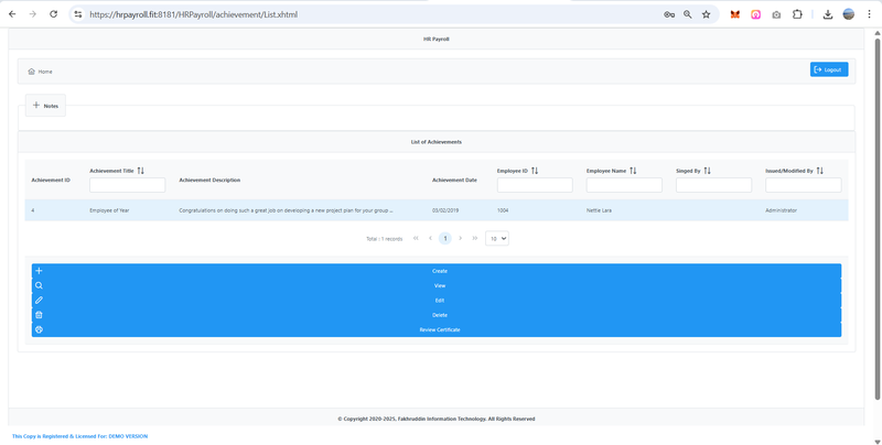 Employees Achievements Manager