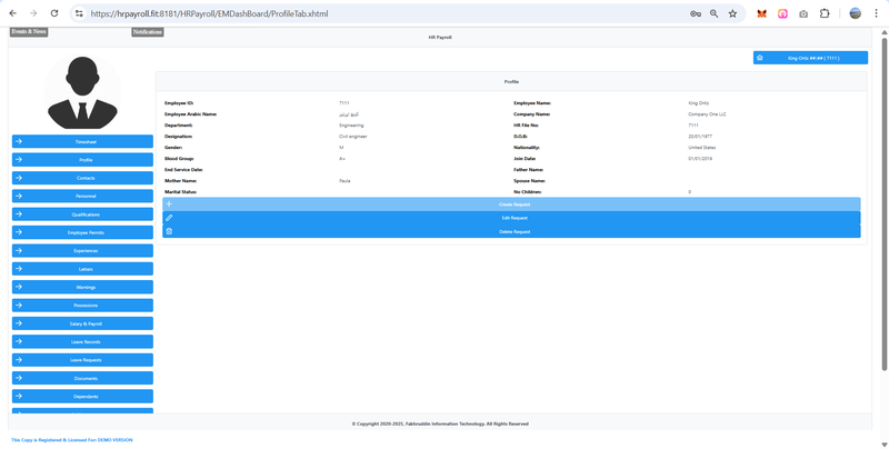 Employee Self Service - Profile