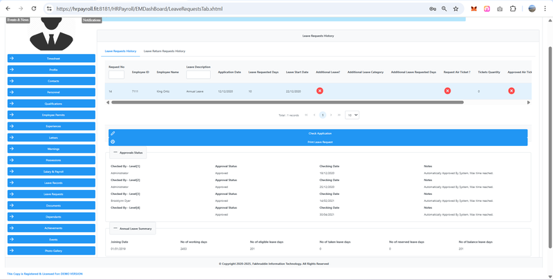 Employee Self Service - Leave Requests/History