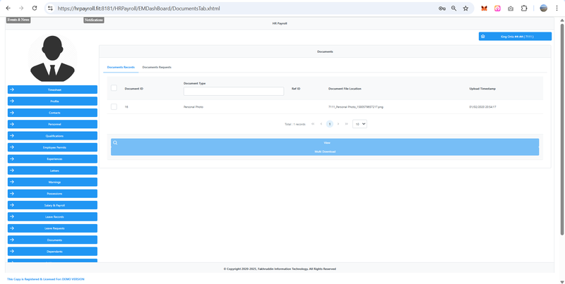 Employee Self Service - Documents Records/Amendment Requests