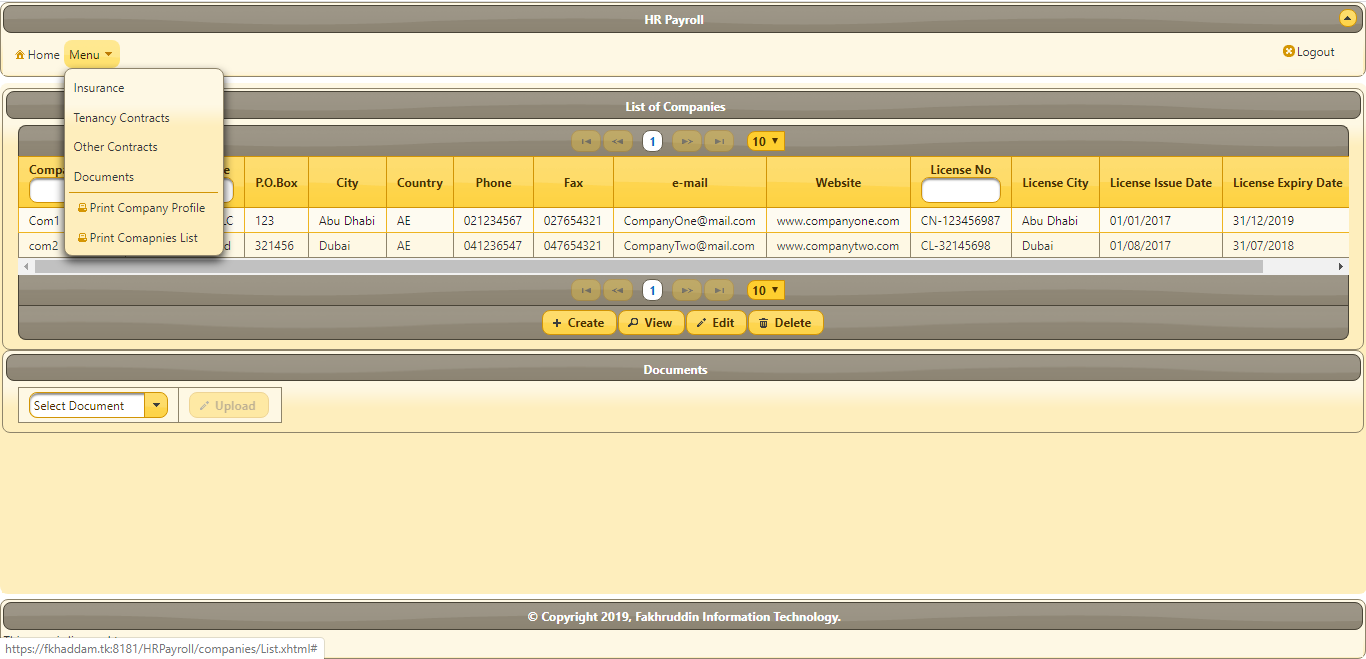 HR Payroll : Companies