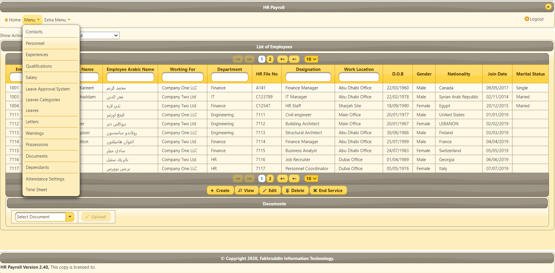 HR Payroll : Employees